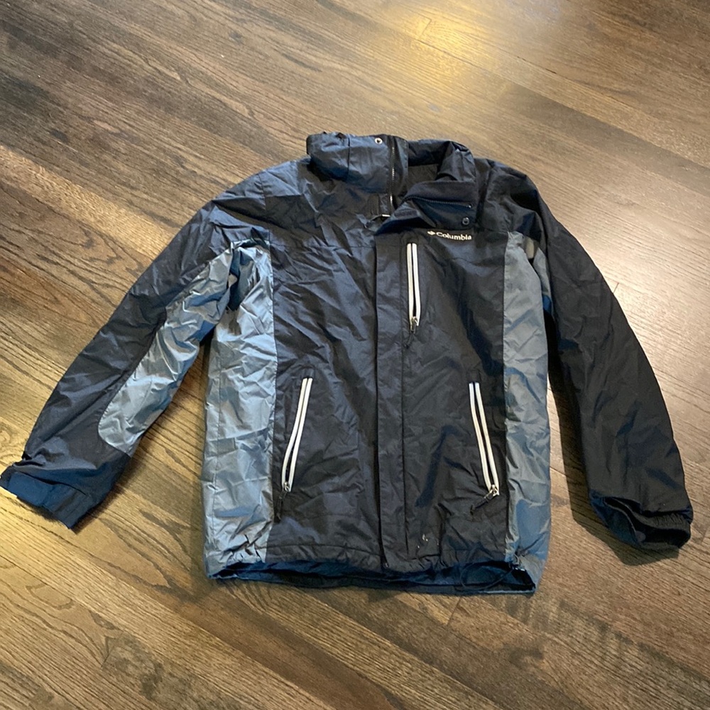 Columbia Interchange Jacket Coat Gray Black Medium M EUC